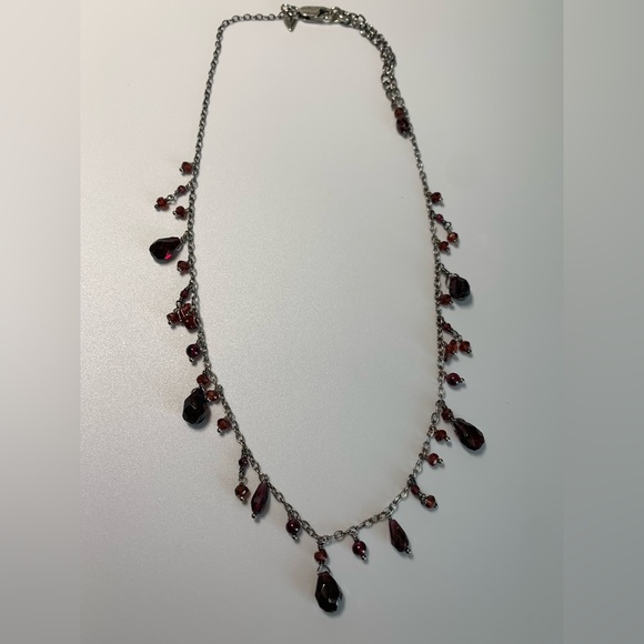 Silpada Vintage RARE Oxidized Sterling Silver Teardrop Faceted Garnet Necklace - Picture 9 of 13